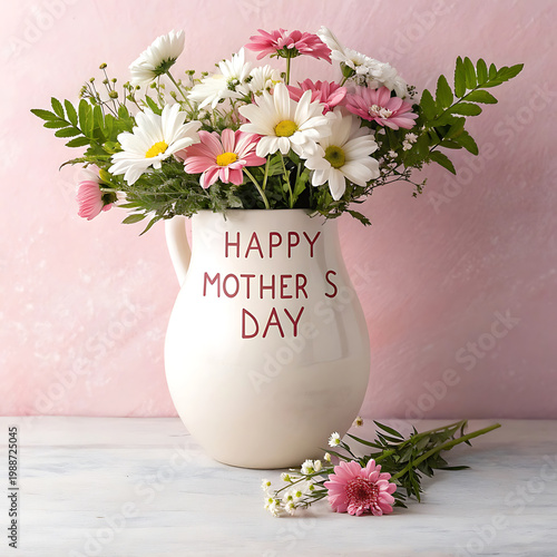 Elegant floral arrangement celebrating mother's day with a heartfelt message