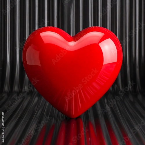 Shiny Red Heart on Dark Background.