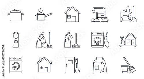 Set of icons for home cleaning and chores