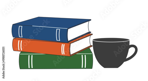 Stack of books with a coffee cup