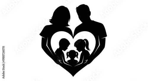 Heartwarming family silhouette embraces children in love and unity.