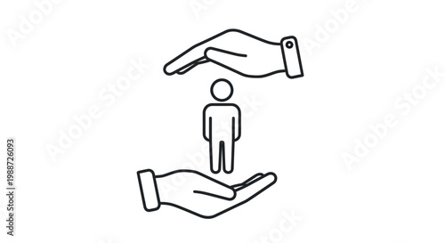 Hands protecting person icon