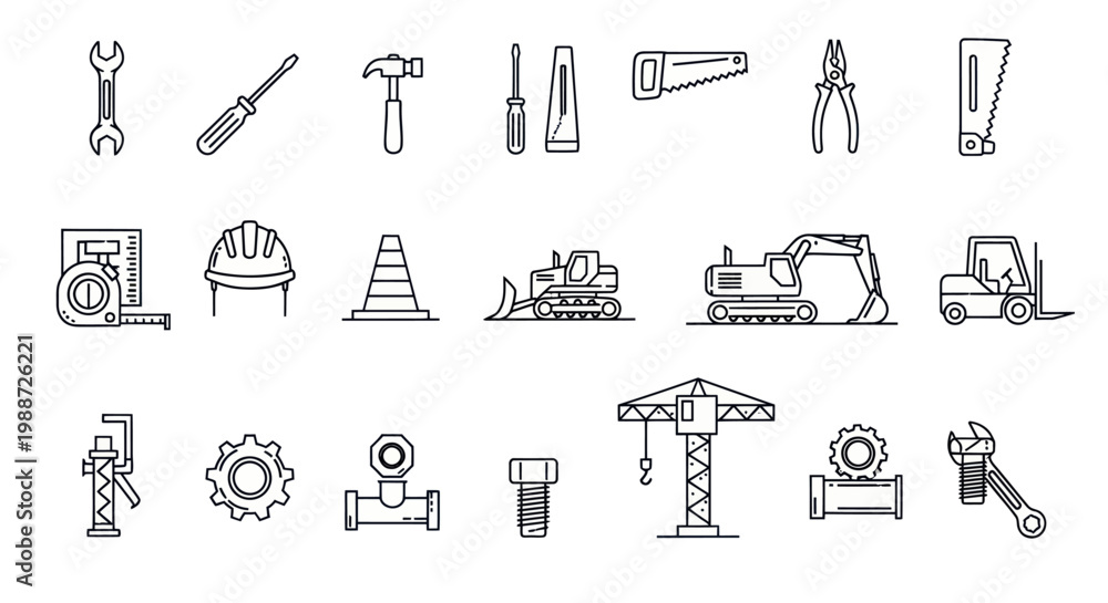Fototapeta premium Set of construction and industrial icons