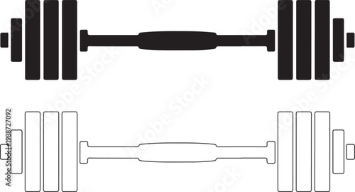Barbell silhouette fitness icon vector for gym training weightlifting strength exercise equipment simple black fill design