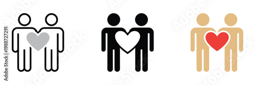 People relationship vector icon set, brotherhood filled flat sign for mobile concept and web design, friends vector illustration