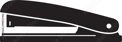 Classic stapler black fill vector icon representing office supply tool for paper binding and workplace equipment design