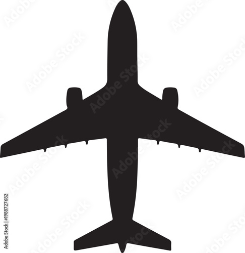 Commercial airplane cruising silhouette vector representing flight at altitude aviation travel transportation illustration