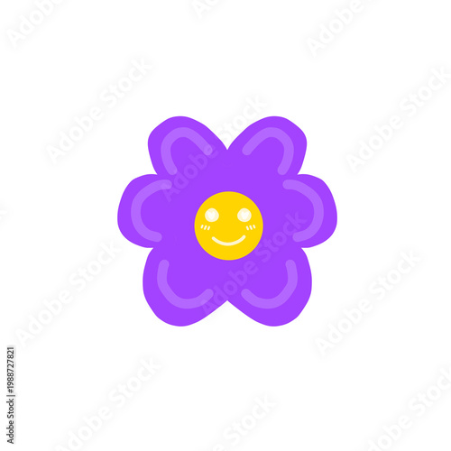Cute purple flower with a smiling face element illustration icon