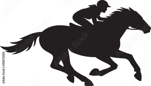 Equestrian horse jockey silhouette icon representing horse racing sport rider competition and equine athletic activity