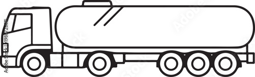 Fuel tanker truck outline icon vector illustration for logistics transportation oil delivery vehicle industry minimal side profile design