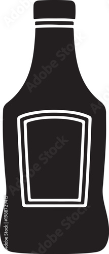 tomato ketchup bottle black fill icon for condiment sauce packaging food service and fast food branding