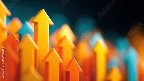 Upward growth arrows rising above competition, business success, leadership strategy, financial progress, market growth initiatives, operational planning, and performance optimization,