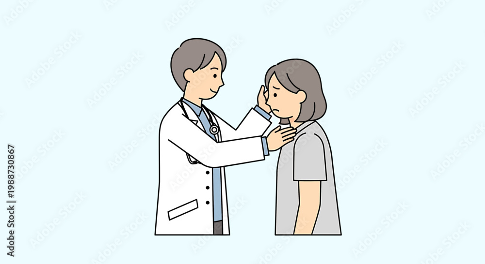Obraz premium Doctor examining patient's throat, medical check-up, healthcare concept