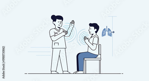 Doctor examining patient's lungs with stethoscope, medical checkup, respiratory health