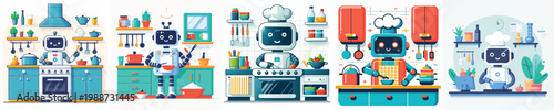 Foto Vector of robot cooking