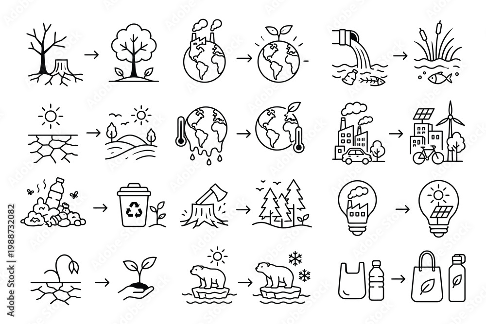 Fototapeta premium Illustrations of sustainable environmental practices and conservation efforts