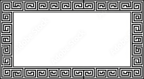 Black and White Greek Key Meander Frame Border Geometric Pattern