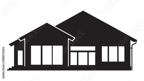 Modern House Silhouette Icon for Real Estate Architecture Residential Property and Home Design
