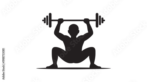 Barbell Squat Exercise Silhouette for Strength Training Weightlifting Fitness and Gym Workouts