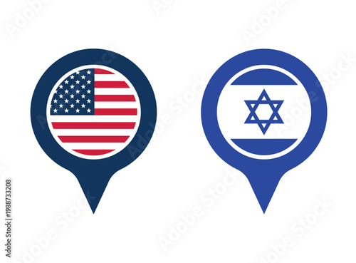 Geopolitical Identity Pin Israel and Palestine Icons