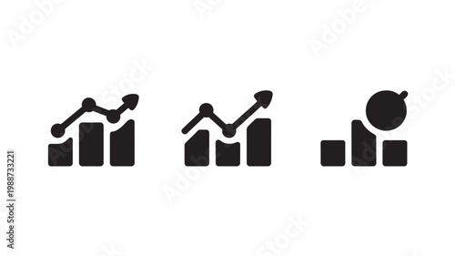 Business Growth Chart and Data Analytics Icons Set for Financial Reports and Infographic Design