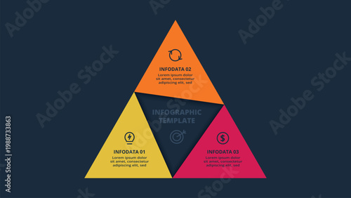 Vision Flow infographic with 3 steps, options, parts or processes. Template for web on a black background.