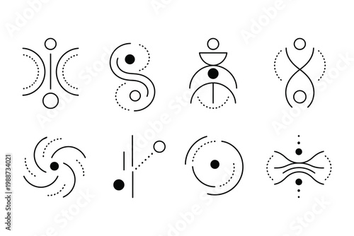 Alchemical symbols and diagrams representing elemental interactions and transformations