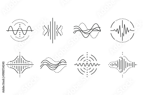 Visual representation of different types of wave interference and signal modulations