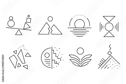 Ancient symbols and glyphs representing alchemical and astronomical concepts