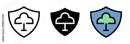 Conjunto de iconos de protección ambiental. Seguridad ecológica, conservación natural, defensa del entorno, sostenibilidad global, cuidado verde. Ilustración vectorial