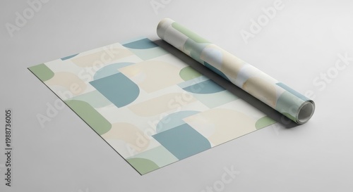 Minimalist geometric wallpaper roll, modern abstract pattern paper sheet, soft pastel interior decor material for home renovation isolated on White Background