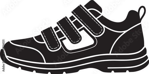 Shoe icon with velcro closure, black and white