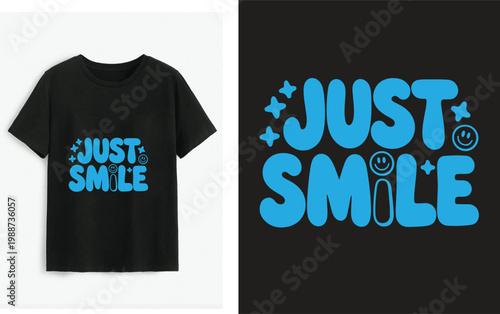 Retro pixel style t-shirt with positive message just smile