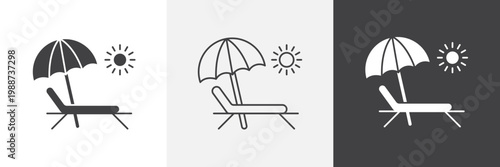 Sun bed icon element for design projects and web designs