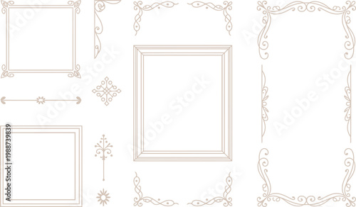 Collection of elegant square frames and decorative elements Keywords: frame, border, decorative