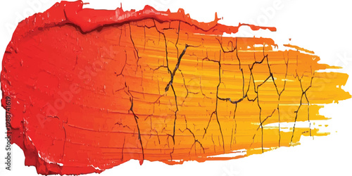 A weathered grunge red paint texture with a cracked and aged pattern on a rough vintage white concrete surface