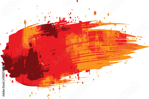 Abstract red paint splashes and ink splatters create a grunge texture with blood-like stains and artistic brush spots on a dirty vector pattern backdrop illustration