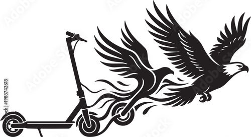 Electric scooter transforms into bird taking flight