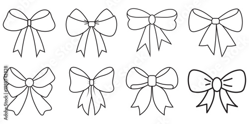Ribbon Bow Line Art Stylish Linear Sketch