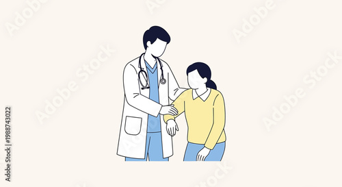 Doctor helping patient stand up, medical care, support, healthcare concept