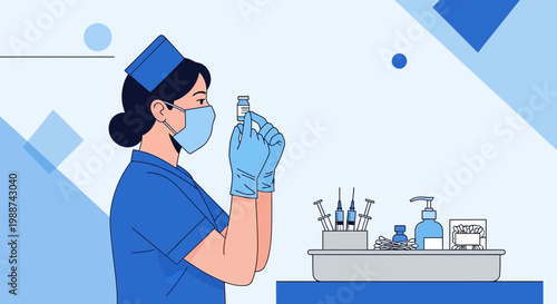 Nurse Preparing Vaccine Injection