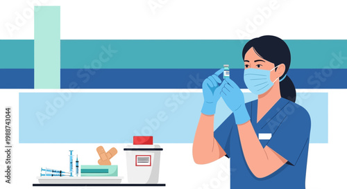 Nurse Preparing Vaccine Injection, Medical Supplies, Healthcare Concept