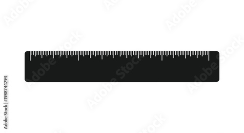 A black ruler with metric measurements is displayed against a white background silhouette
