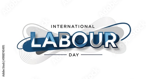 International labour day celebration with colorful abstract shapes and arrows on white background