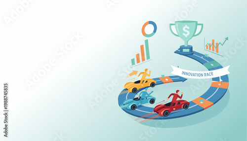 Business competition race success strategy challenge concept