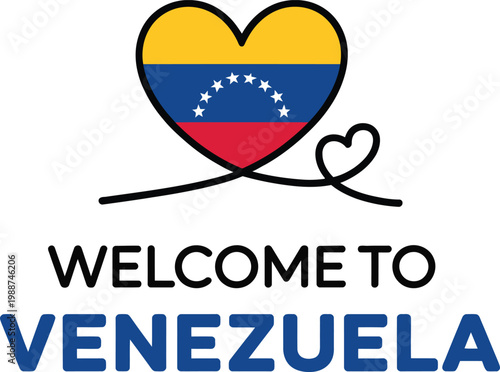 Welcome to Venezuela Travel Greeting with Venezuelan Flag Heart Shape