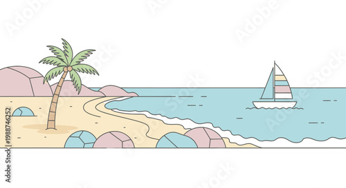 Sailboat on calm ocean water sailing.