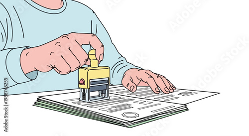 Person using a rubber stamp.