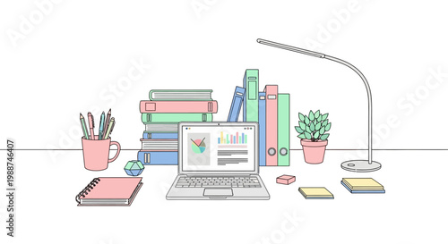 Laptop on a desk with books.