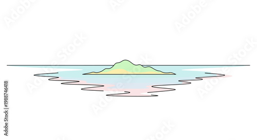 Green island in the water surface.